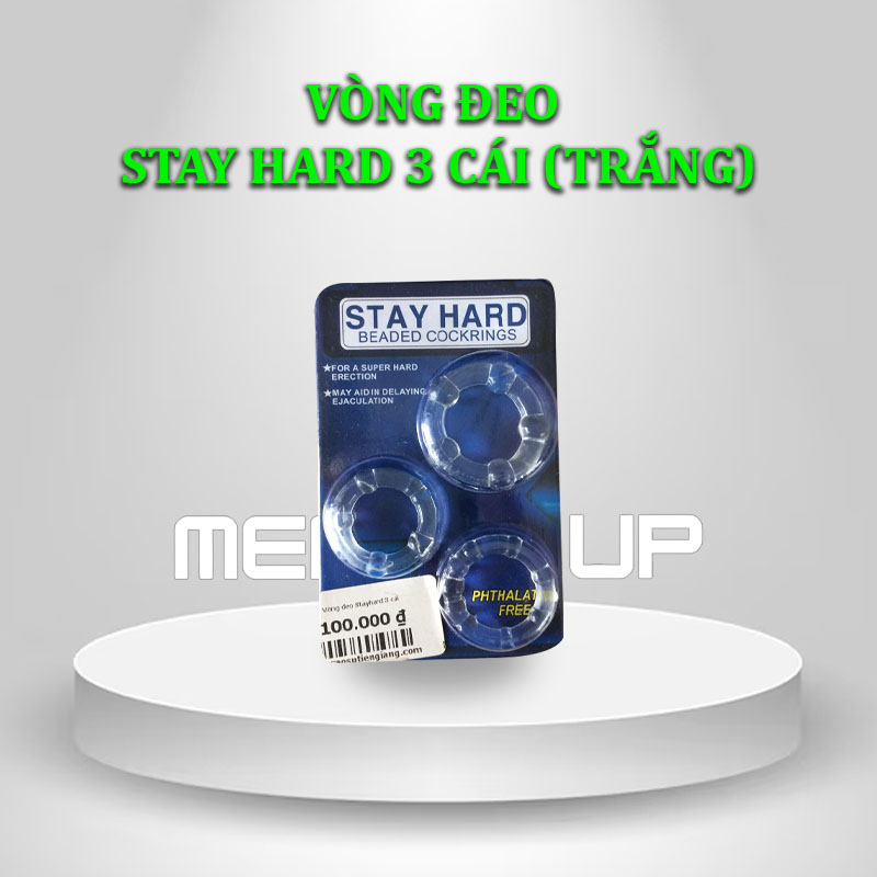 Vòng đeo Stay Hard 3 cái (Trắng)